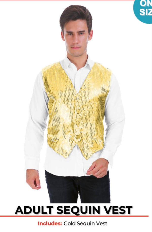 Adult Gold Sequin Vest-ONE SIZE